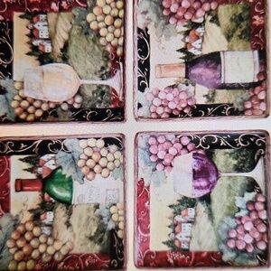 Certified International Wine Cellar 11" Square Dinner Plates Set of 4